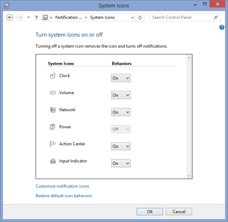 Notification Area, Customize, Windows 7, Windows 8