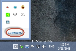 Notification Area, Customize, Windows 7, Windows 8