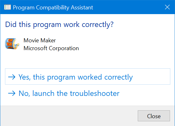 Windows 10 asking for feedback on your new compatibility settings