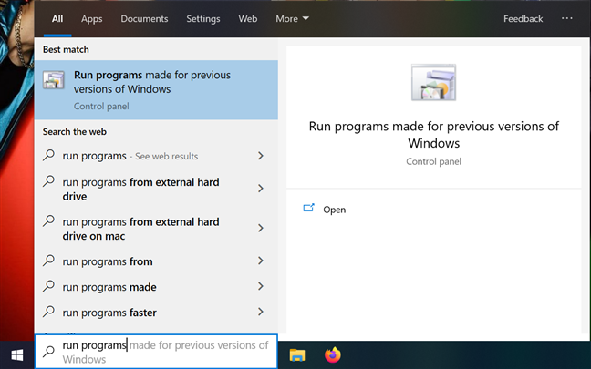 Access Run programs made for previous versions of Windows