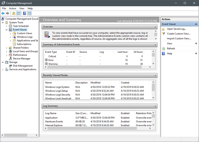 Computer Management, Windows
