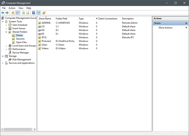 Computer Management, Windows