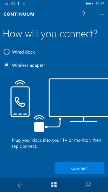 Windows 10 Mobile, Continuum, Microsoft Display Dock, wireless