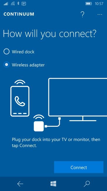 Windows 10 Mobile, Continuum, Microsoft Display Dock, wireless
