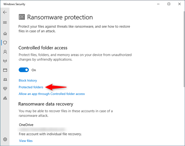 Windows 10 Protected folders