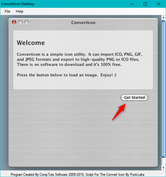 Starting the ConvertIcon Desktop app