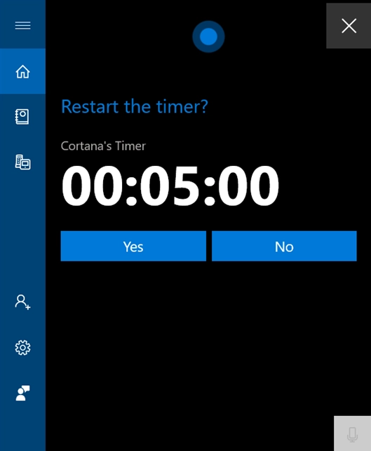 Restart Cortana's Timer