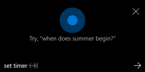 Tell Cortana to set the timer