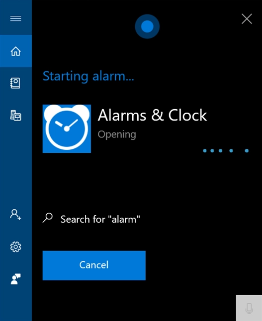 Say alarm to open Alarms &amp; Clock