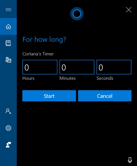Tell Cortana the duration for your timer