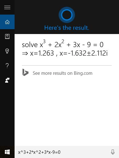 Cortana, calculator, math, problems, equations, solve, Windows 10, Windows 10 Mobile