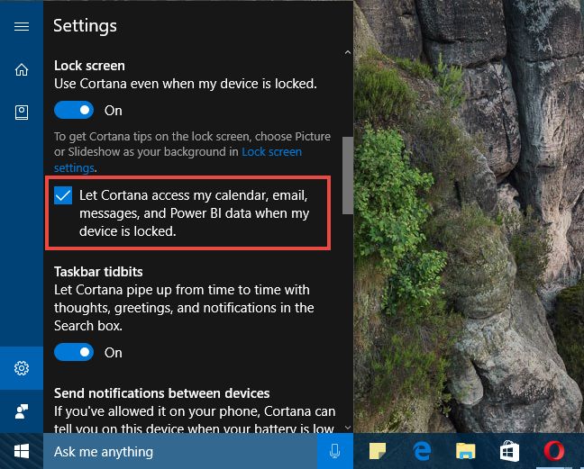 Windows 10, Cortana, Lock Screen, enable, use