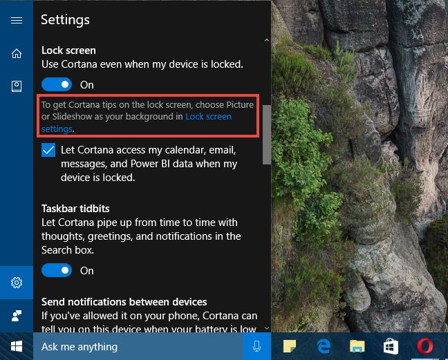 Windows 10, Cortana, Lock Screen, enable, use