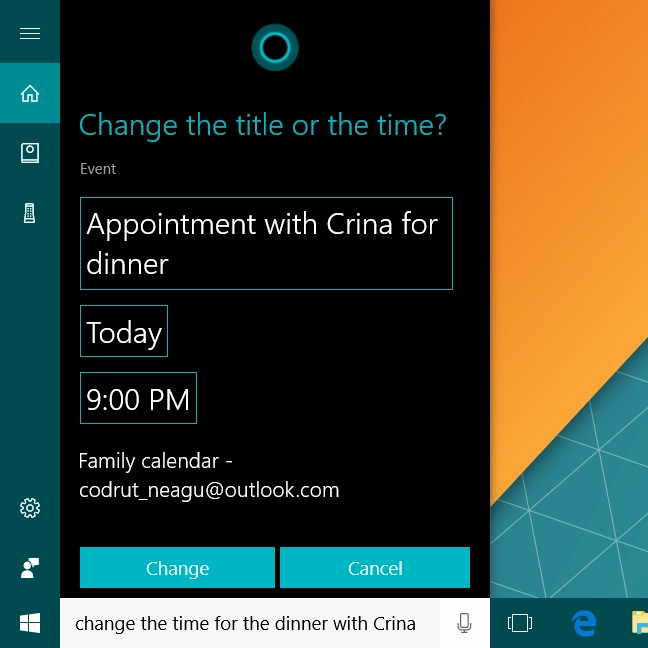 Cortana, Windows 10, schedule