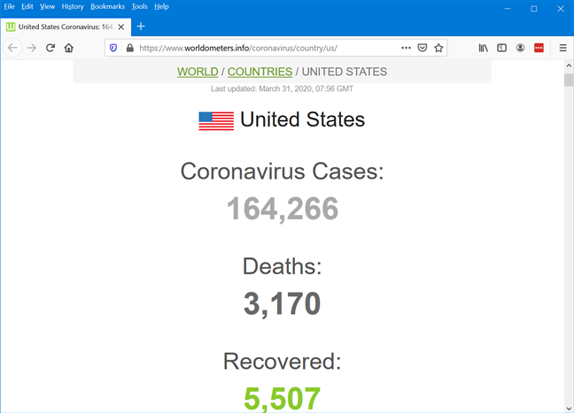 Keep an eye on Worldometer's raw data