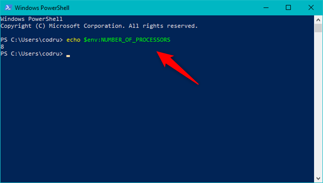 The Number of Processors environment variable in PowerShell