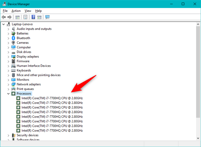 The Task Manager showing how many logical processors your CPU has