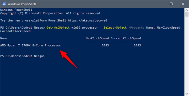 See what processor is inside your PC, using PowerShell