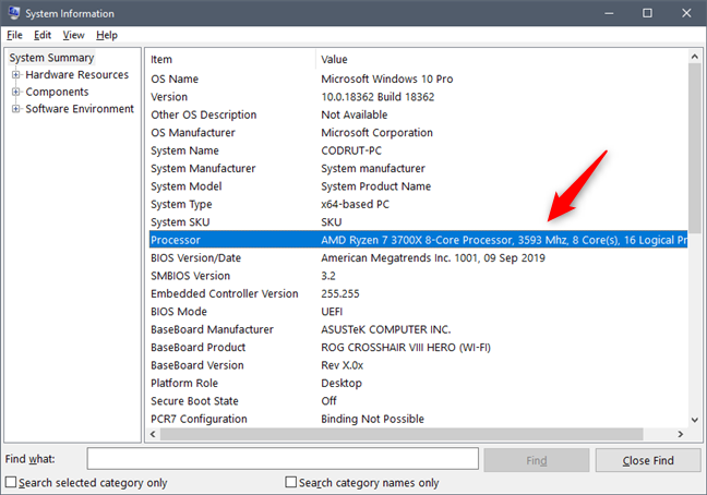 See what processor is inside your PC, using System Information