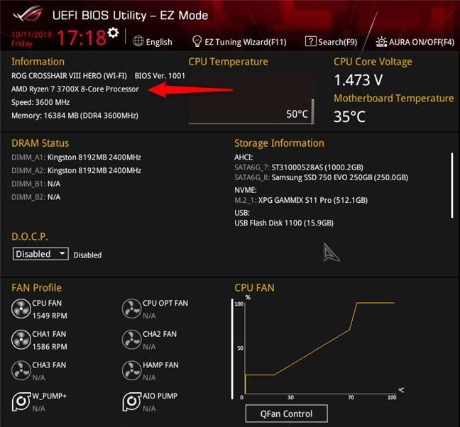 See what processor is inside your PC, in (UEFI) BIOS