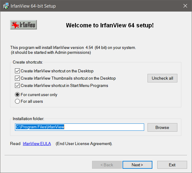 Installing IrfanView