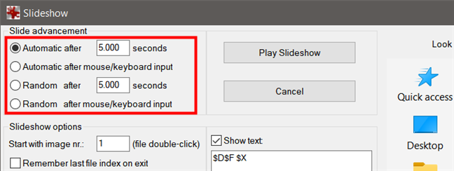 Slide advancement options