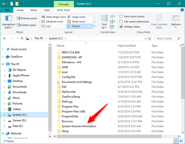 The System Volume Information folder