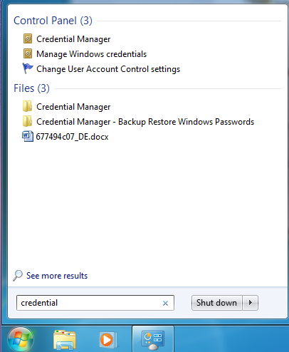 Windows, Credential Manager