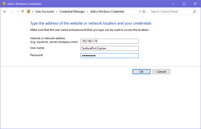 Password credentials. Credential Manager UI host. VBSCRIPT Credential Manager.