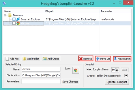 Jumplist Launcher, custom, jumplist, taksbar, Windows