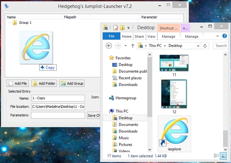 Jumplist Launcher, custom, jumplist, taksbar, Windows