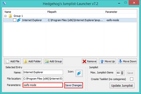 Jumplist Launcher, custom, jumplist, taksbar, Windows