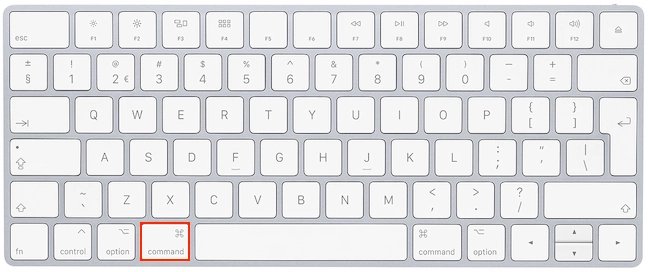 The Command key on a Mac keyboard