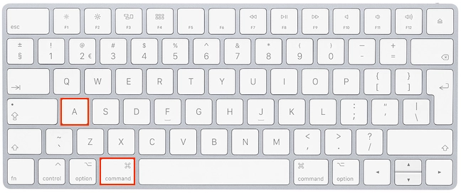 Press Command and A to select the entire content in a location