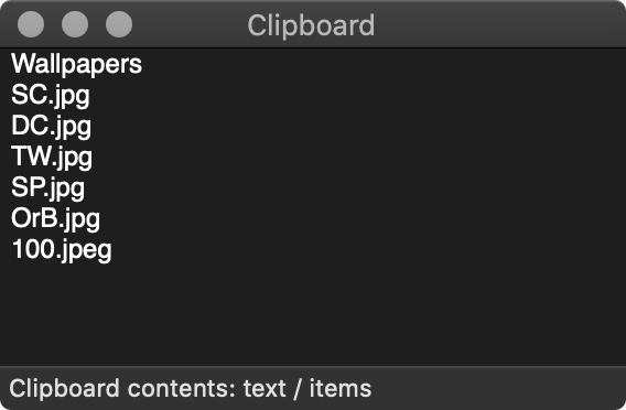 The Clipboard lists all the items you cut or copied last