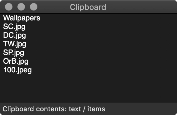 The Clipboard lists all the items you cut or copied last