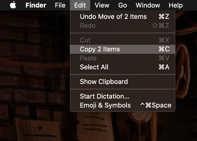 Copying the items adds them to your clipboard
