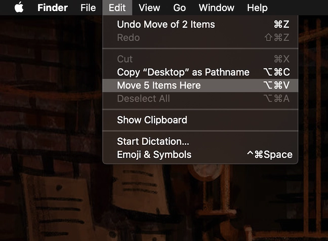 Pressing the Option key changes what is displayed in the Edit menu