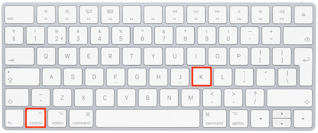 Hold down Control and press the K key to Kill text