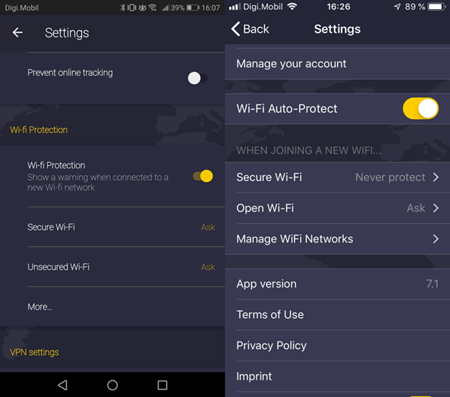 The Wi-Fi protection features available in CyberGhost VPN for Android and iOS