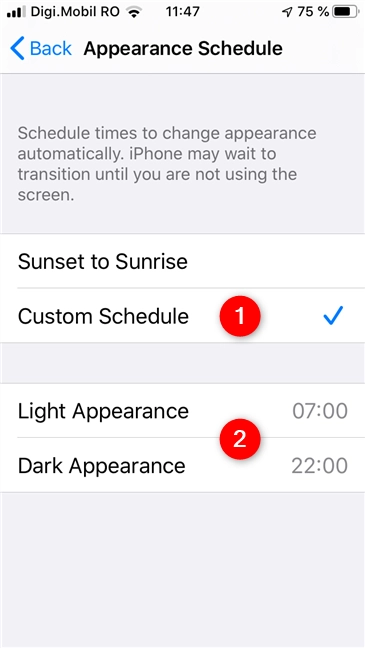 Dark Mode and Light Mode turn on automatically on a Custom Schedule