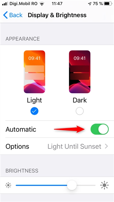 Turning Light and Dark Modes on automatically
