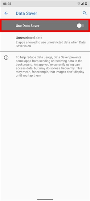 Turning off Data Saver