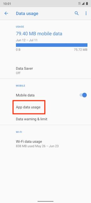 Access App data usage