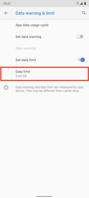 Tap to set a Data limit