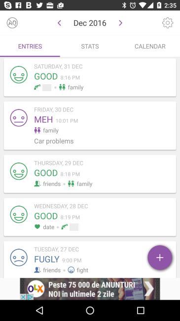 Daylio, mood, tracker, log