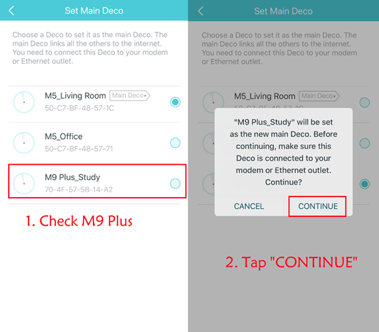 Setting the main Deco station in TP-Link's mobile app