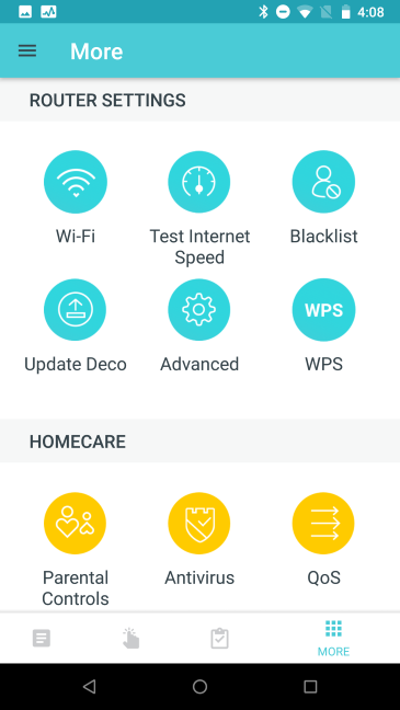 The settings available for the TP-Link Deco M9 Plus