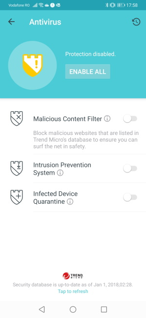 The Antivirus section in the Deco app