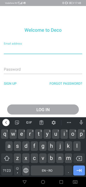 Sign into the Deco mobile app